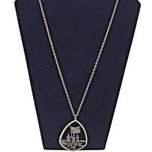 Vintage Estate Statement Necklace 1776 Patriotic Silver Tone 24"